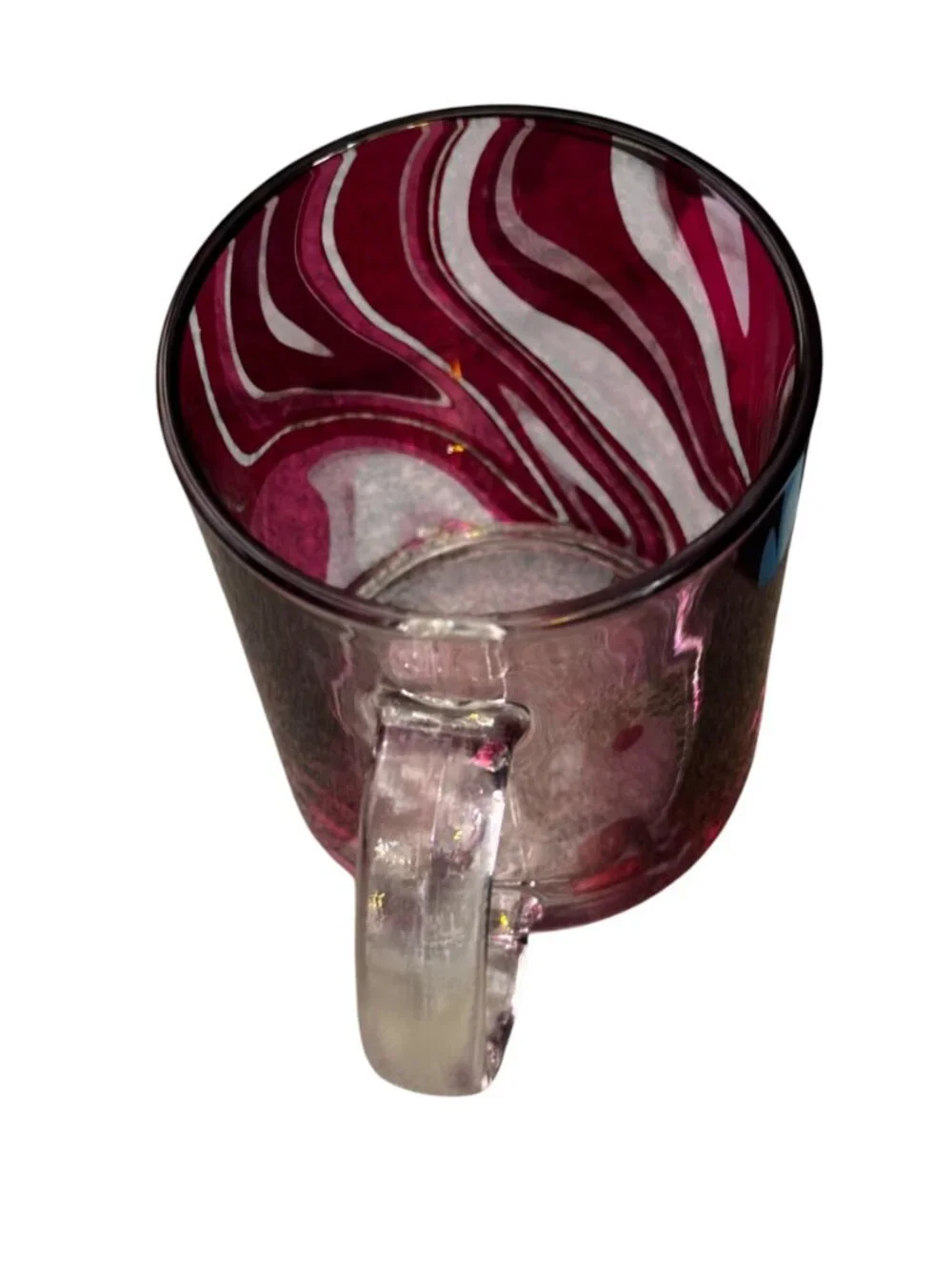 Glass Mug with Pink Swirl Pattern, 11.oz